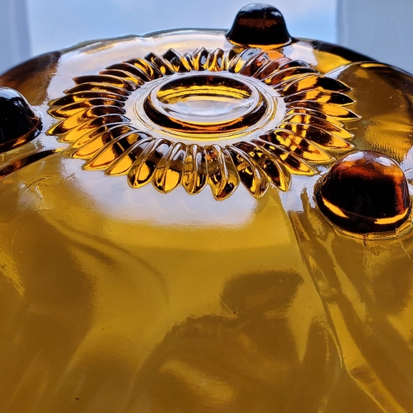 11" 🧡Vntg🌻"Petals Amber"🧡3 Toed Footed Thick 4lb 4oz Bowl by Colony🌻 - Picture 11 of 13